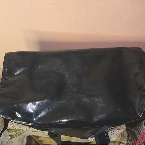 Tory Burch Black Patent Leather Large Hand Bag Shoulder Tote - Picture 14 of 15